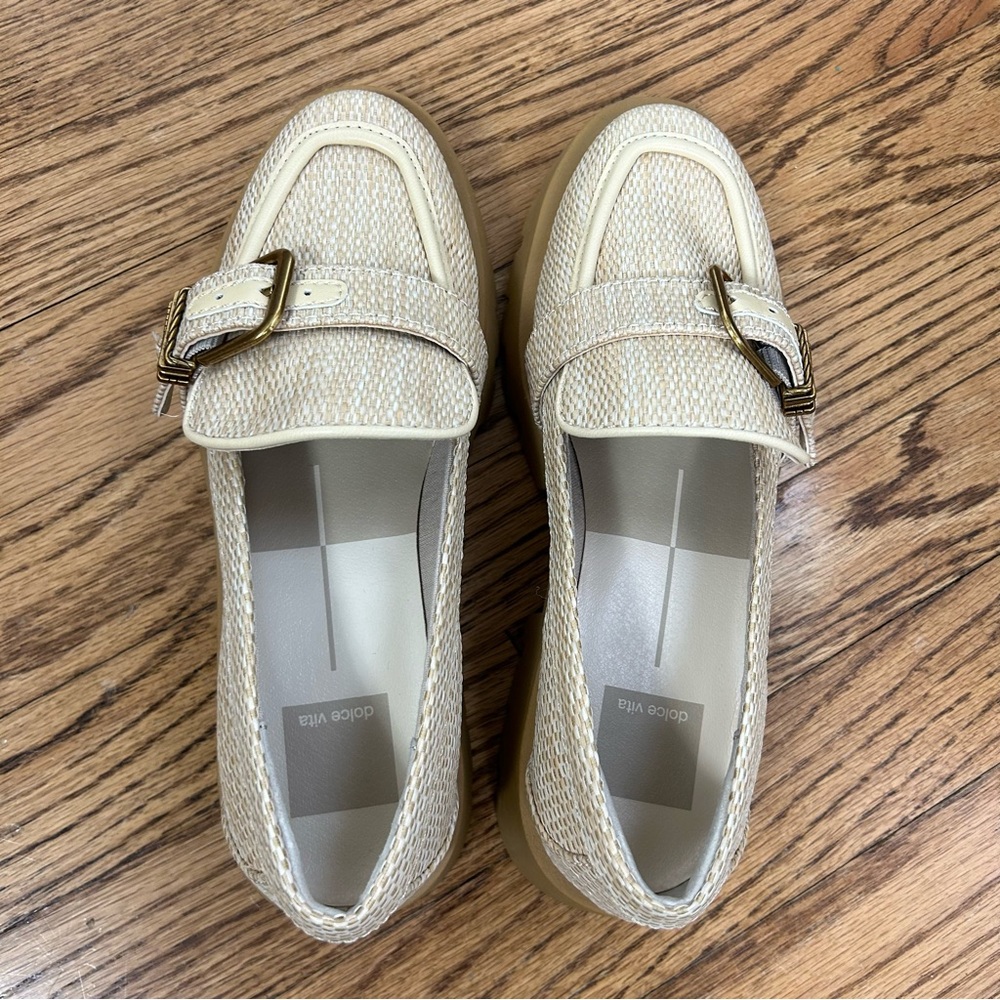 *SOLD*DV Dolce Vita | Ericka Loafer Raffia Cream Chunky Buckle Detail Size 6 - Picture 8 of 12